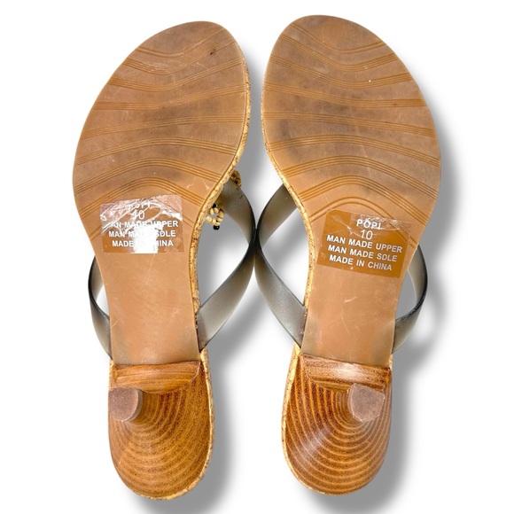 Coconuts by Matisse Popi Beaded Flower Cork Kitten Heel Sandals Size 10 Resort - Picture 11 of 14